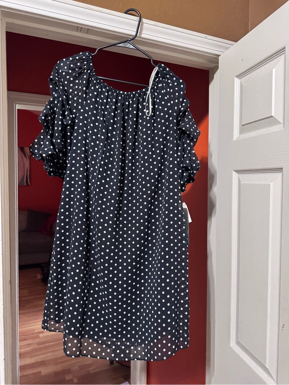 MSK Black Dress with White Polka Dots